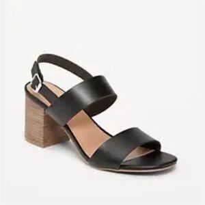 Black Strappy Block Heel Sandals